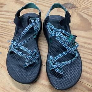 Women’s blue/green double strap chacos